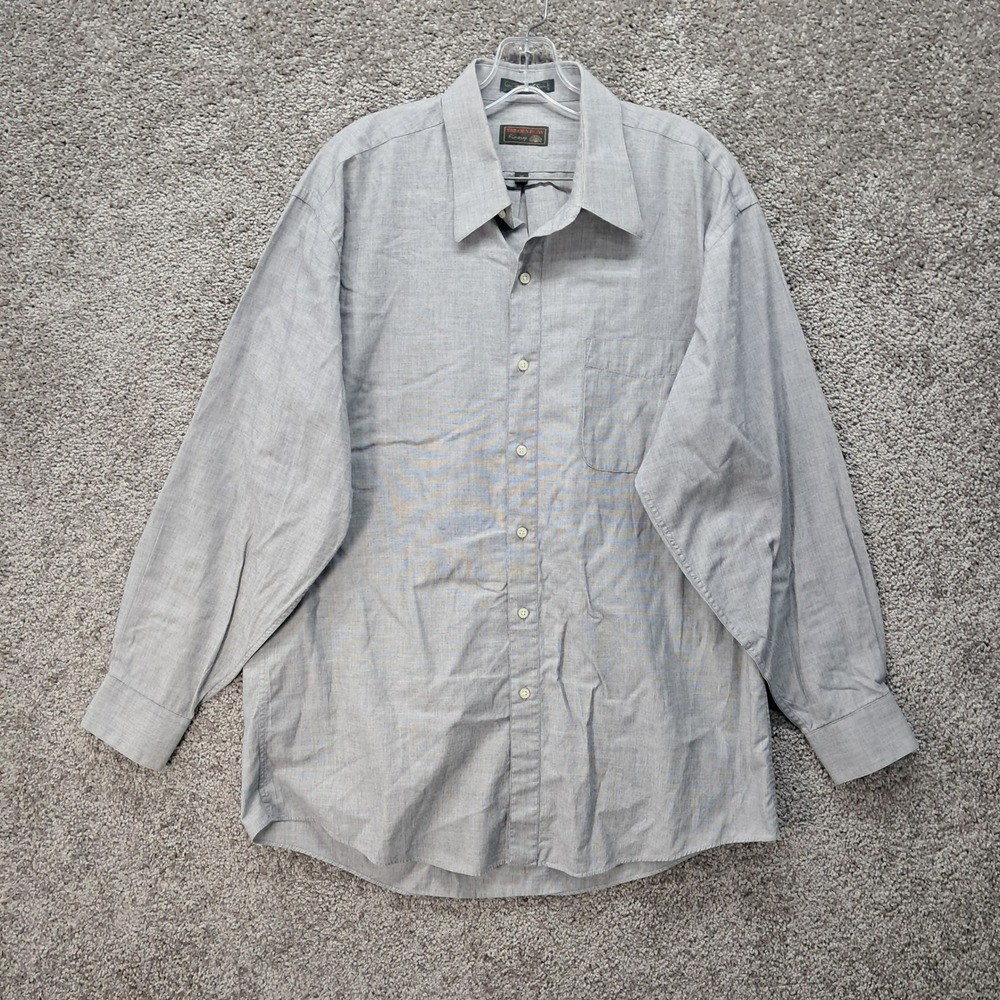 Tailors Row Finery Mens Gray 100% Cotton Button Down Shirt Size 16 32/33